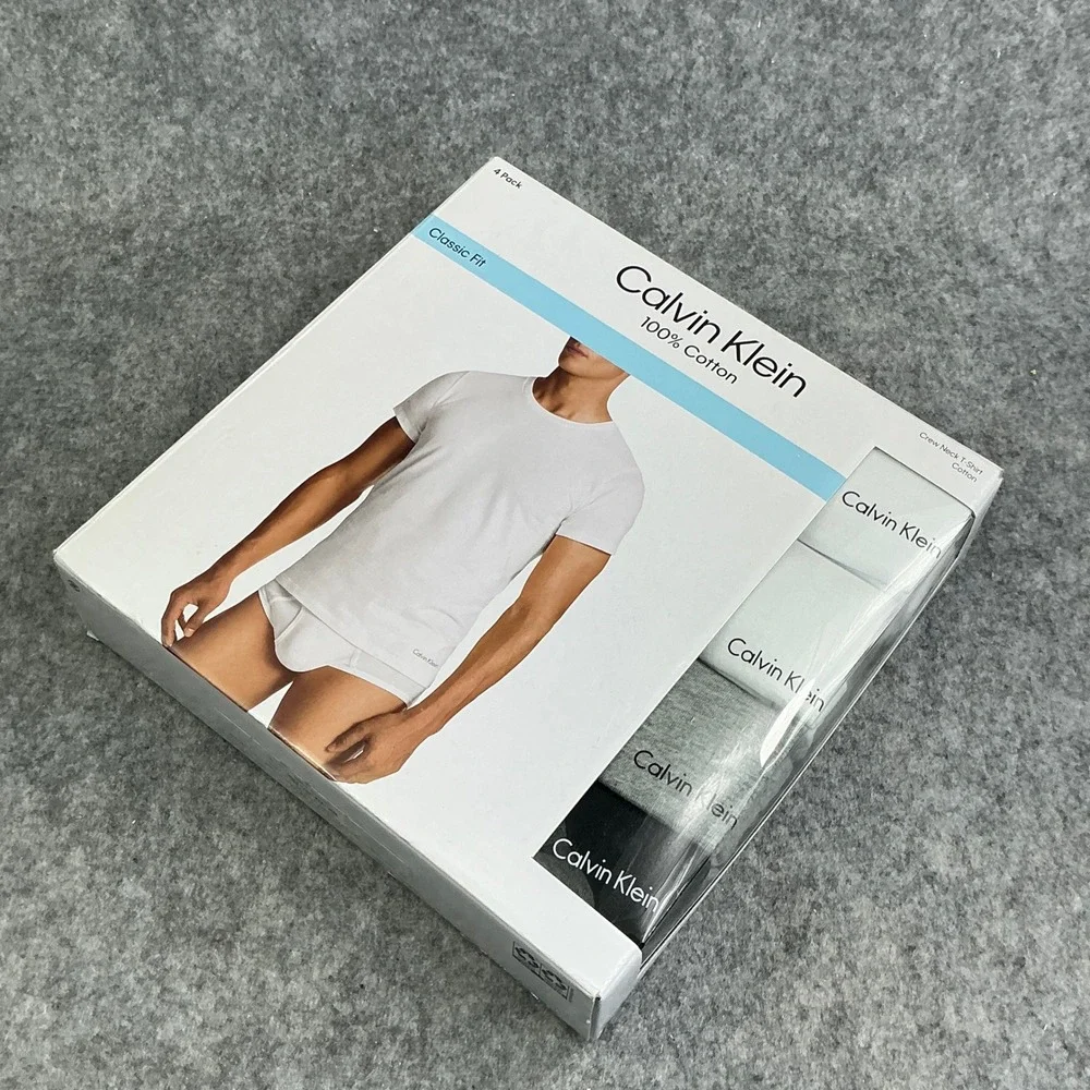 Calvin Klein Mens 4 Pack Classic Fit 100% Cotton Crew Neck T-Shirts Large Multi - Picture 9 of 11